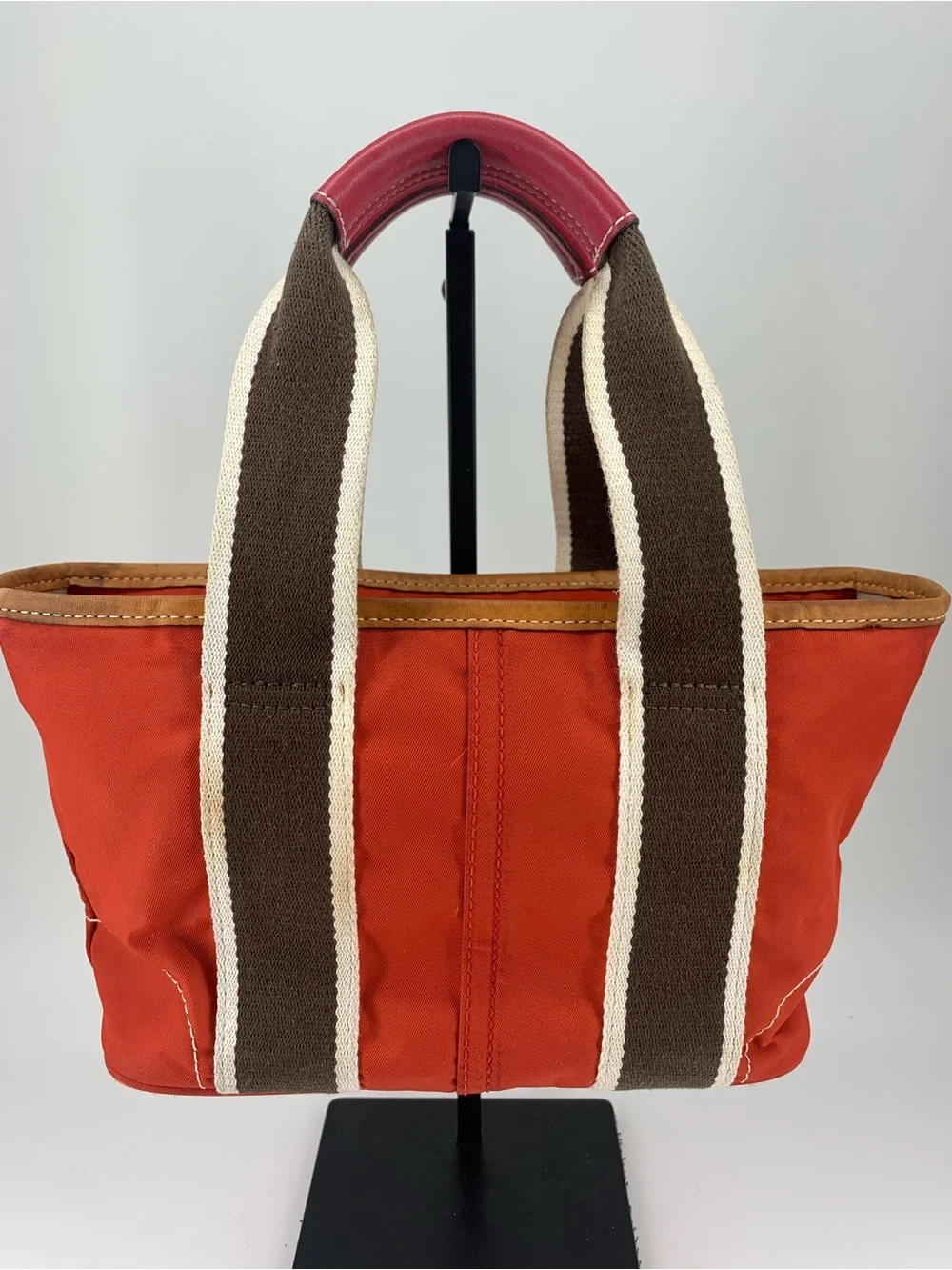 Coach Hampton Mini Tote 6260 Orange Nylon Leather Trim Y2K